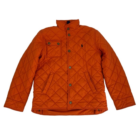 Polo Ralph Lauren Other - Polo By Ralph Lauren Jacket Boy Large Orange Quilted Full Zip Winter Coat Puffer